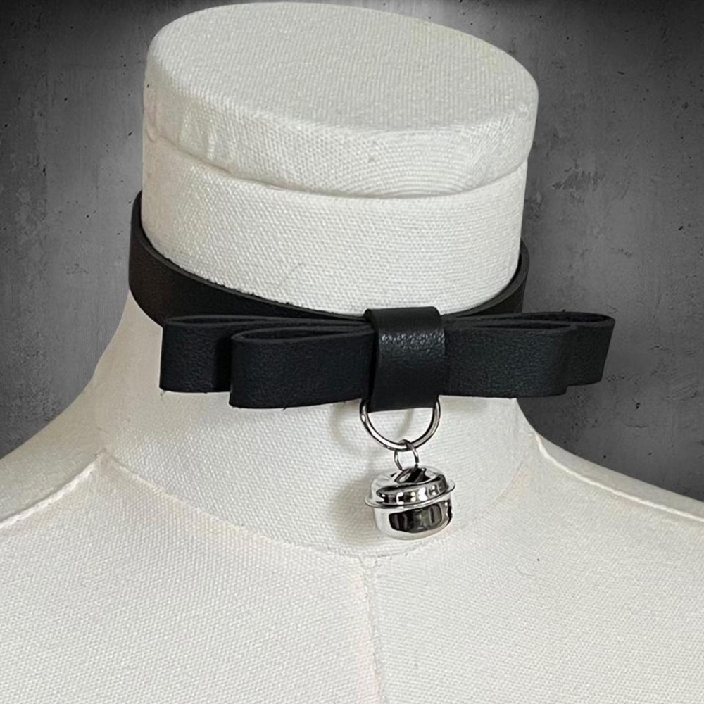 Black PU Bow Choker Necklace